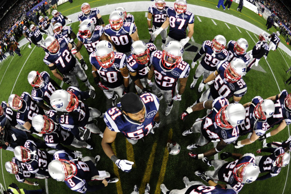 during the NFL AFC Divisional playoff football game against the Denver Broncos on Saturday, January 14, 2012 at Gillette Stadium. The Patriots won the game 45-10 . (New England Patriots / Jim Mahoney)