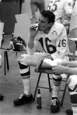 Not published in LIFE. Quarterback Len Dawson in the Chiefs' locker room, Super Bowl I, 1967.